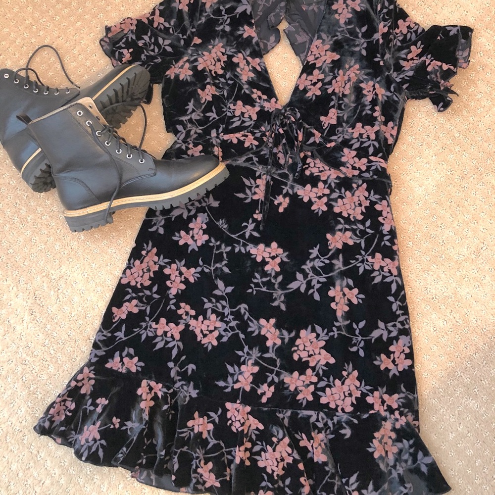 VICI Floral Velvet Mini Dress NWOT